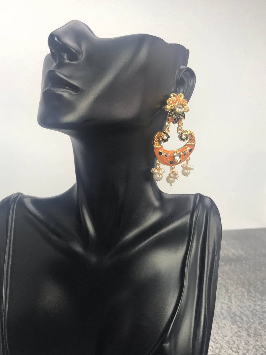 Saira - Peach Colored Enamel Earrings.
