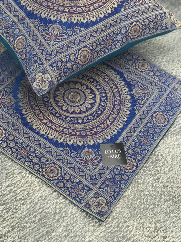 DARCY BLUE- Silk Brocade Accent Pillow