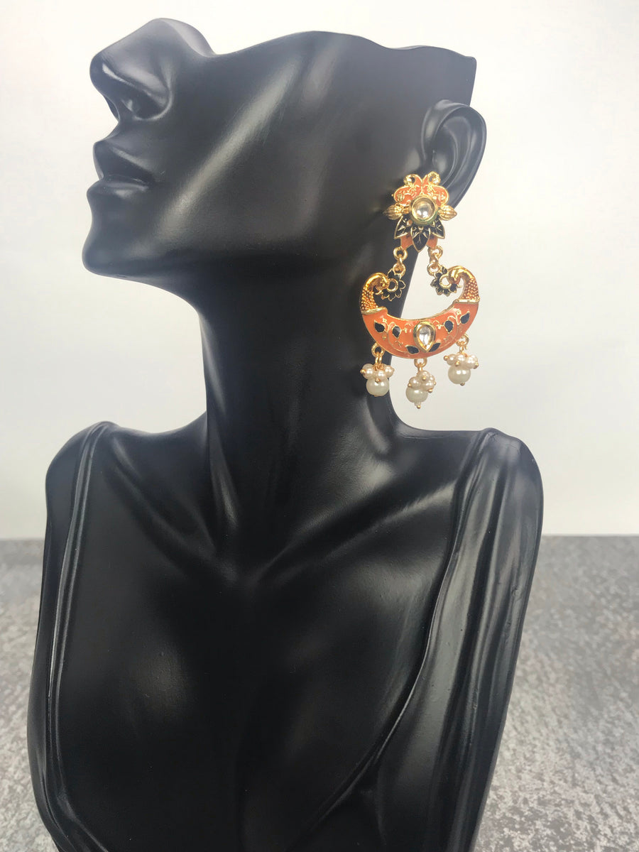 Saira - Peach Colored Enamel Earrings.