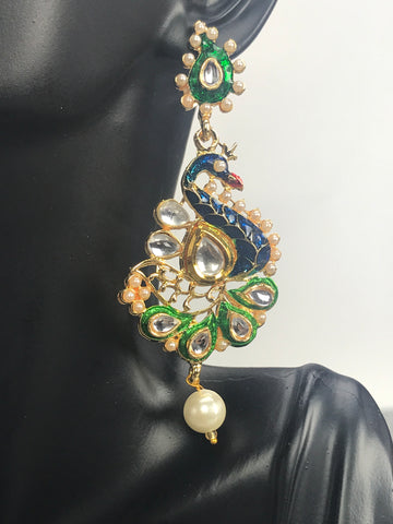 Mayura - Indian Peacock Metal dangle Earrings