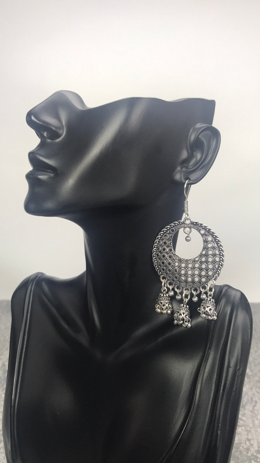 Raaz - Oxidized Silver Intricately Designed Dangling Earrings