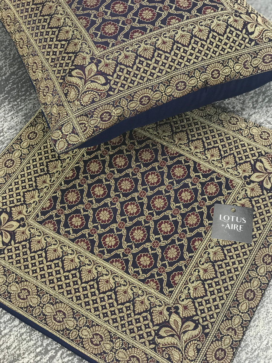 INDIGO LOVE - Silk Brocade Cushion Set of Two