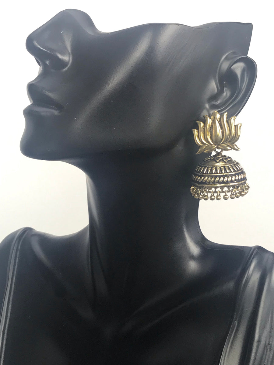 Sonah - Golden Lotus Chandelier Earrings
