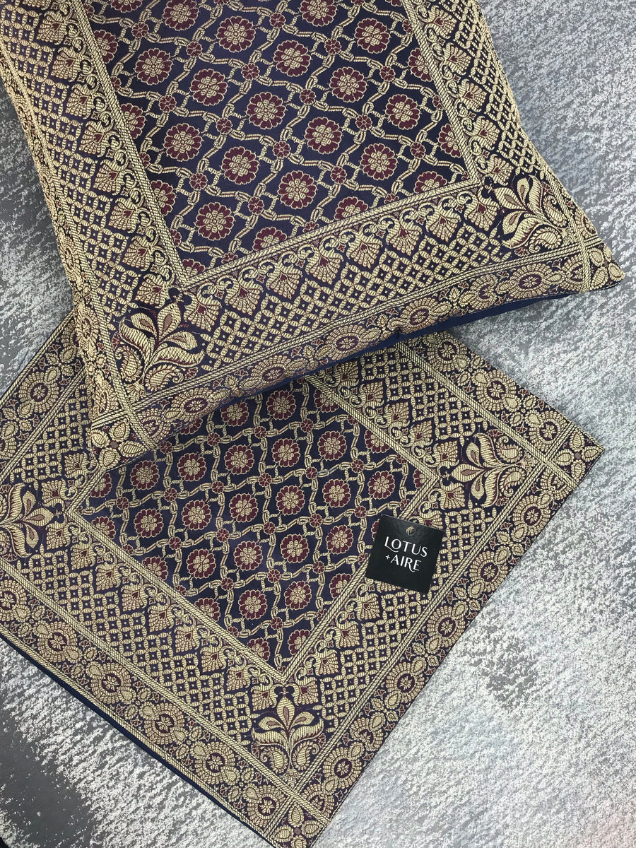 INDIGO LOVE - Silk Brocade Cushion Set of Two