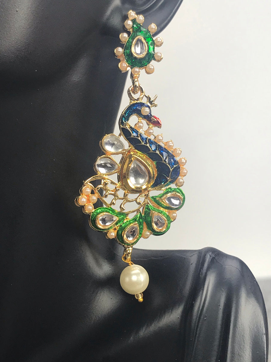 Mayura - Indian Peacock Metal dangle Earrings