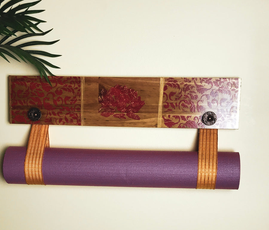 Hand Painted Yellow Tassel Yoga Mat Holder.